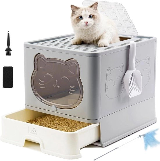 Lavatrice per Gatti Chiusa a Tappo con Sistema di Neutralizzazione degli Odori e Cassetto per Cibo e Scoop Flessibile