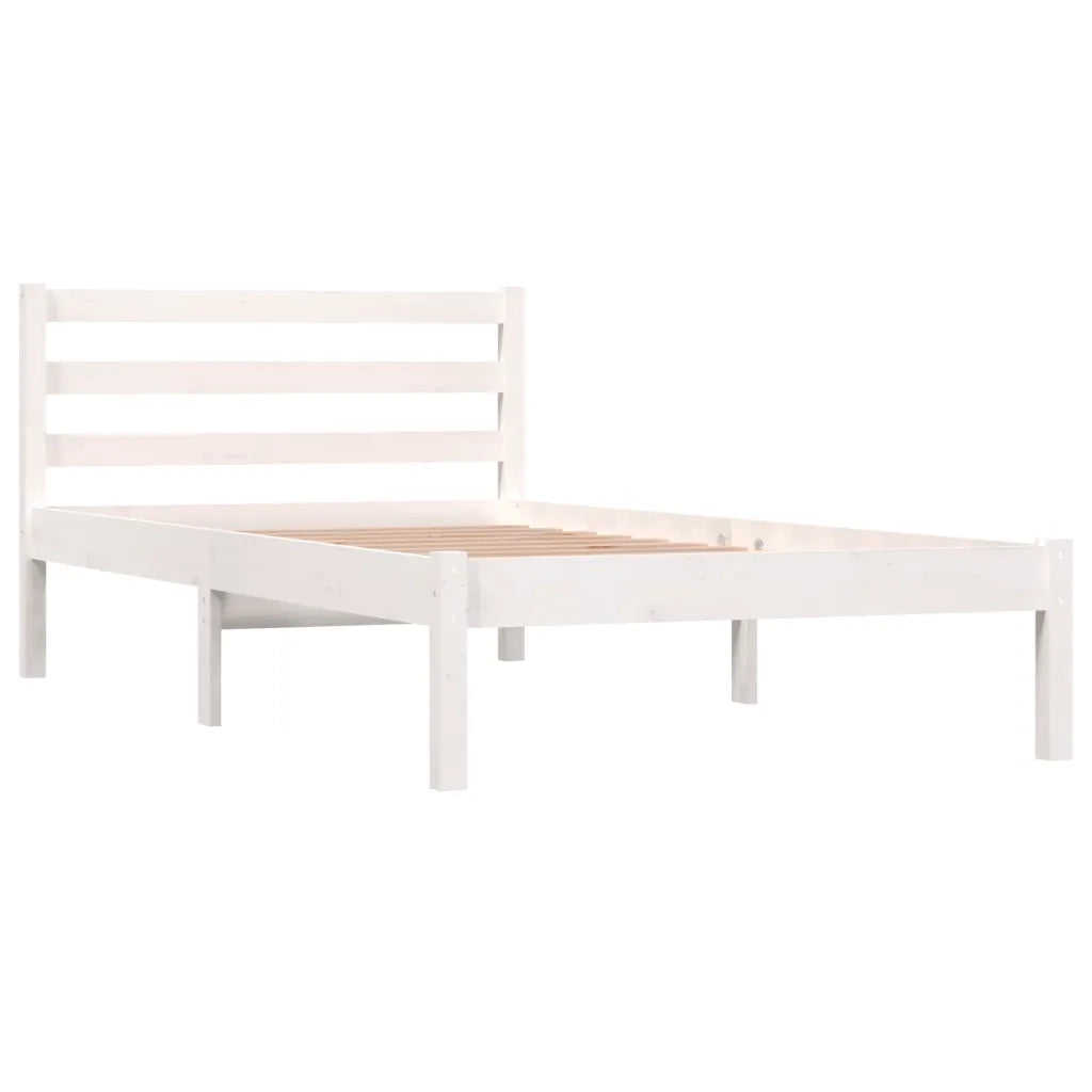 Giroletto-Struttura Letto Bianco in Legno Massello di Pino 90x190 cm Single 813529