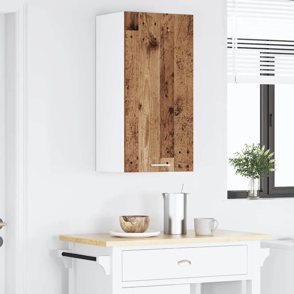 Armadio pensile con porta Legno Antico e Bianco 40 x 31 x 80 cm 884264