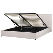 Letto con rivestimento in velluto bianco crema UE King Size 180x200cm Grande testata classica contenitore Doghe in legno