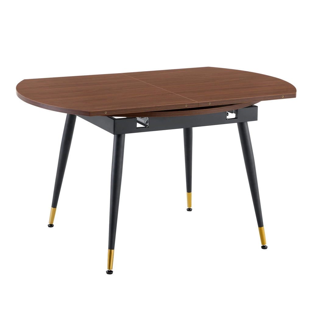 Tavolo allungabile da pranzo in MDF e metallo con piano rotondo e ovale, per cucina e sala da pranzo, 135×85×77 cm