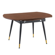 Tavolo allungabile da pranzo in MDF e metallo con piano rotondo e ovale, per cucina e sala da pranzo, 135×85×77 cm
