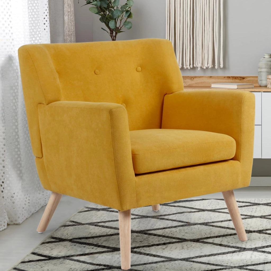 Poltrona scandinava in tessuto giallo senape LIV