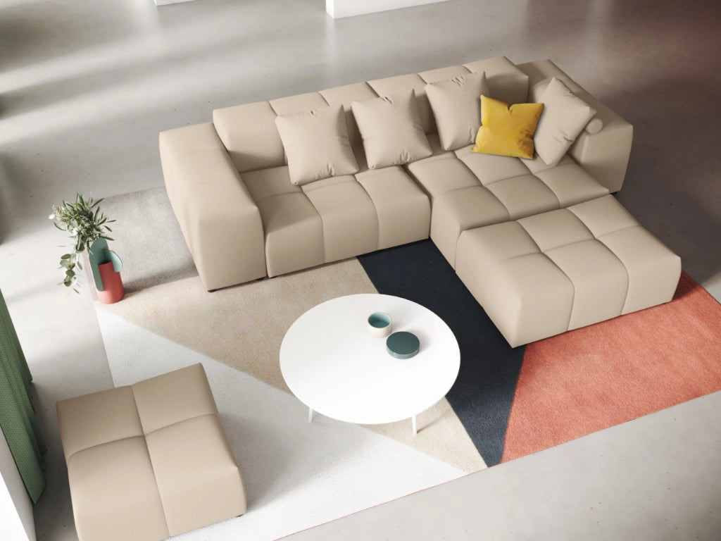 Cosmopolitan Design - Divano angolare modulare reversibile "Rome" 5 posti in tessuto strutturato beige 