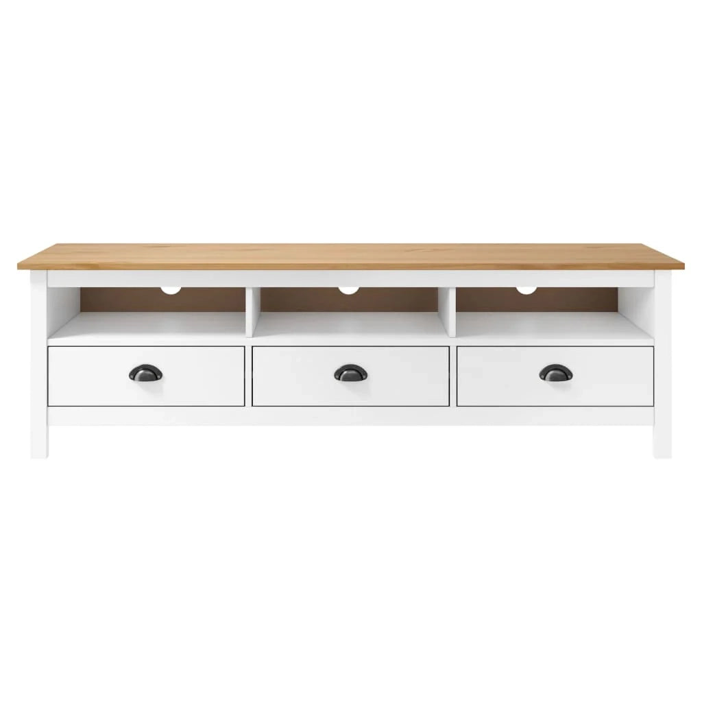 Mobile TV multimediale scaffale TV credenza TV sala da pranzo soggiorno camera da letto Hill Range 158 x 40 x 47 cm legno di pino massiccio bianco 02_0027639
