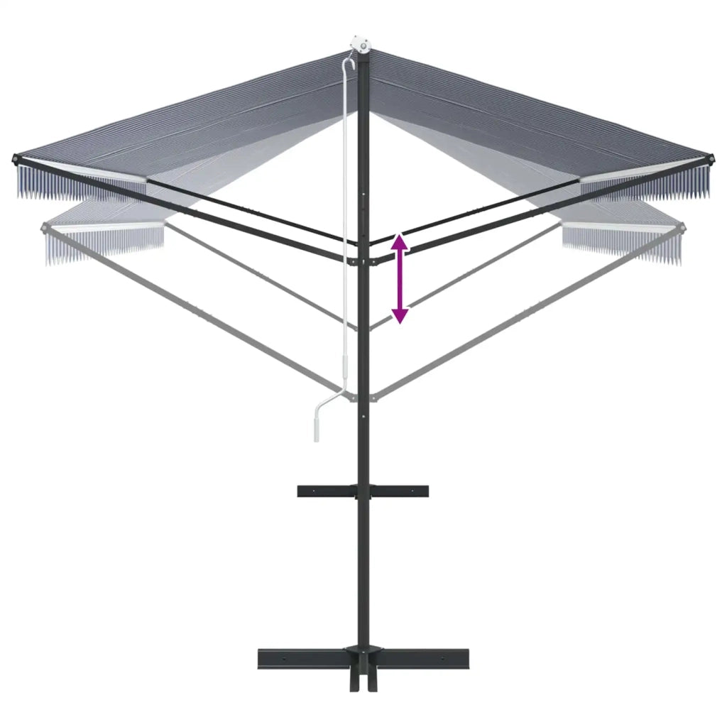 Tenda da Sole Blu e Bianca 500x300 cm in Tessuto e Acciaio 368933