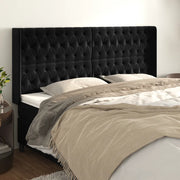 Testiera ad Orecchio-Testata con Orecchie Nera 183x16x118/128 cm in Velluto 280442