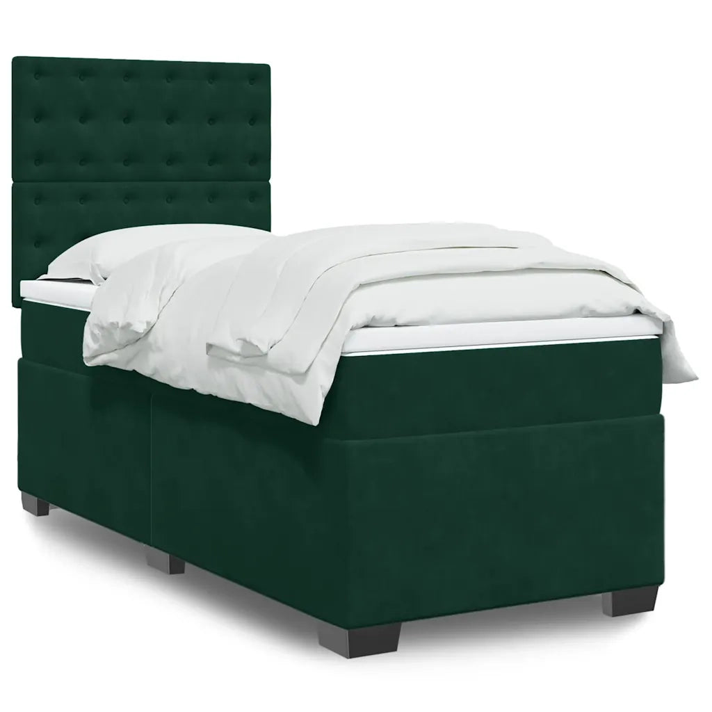 Giroletto a Molle con Materasso Verde Scuro 80x200 cm Velluto 3293077