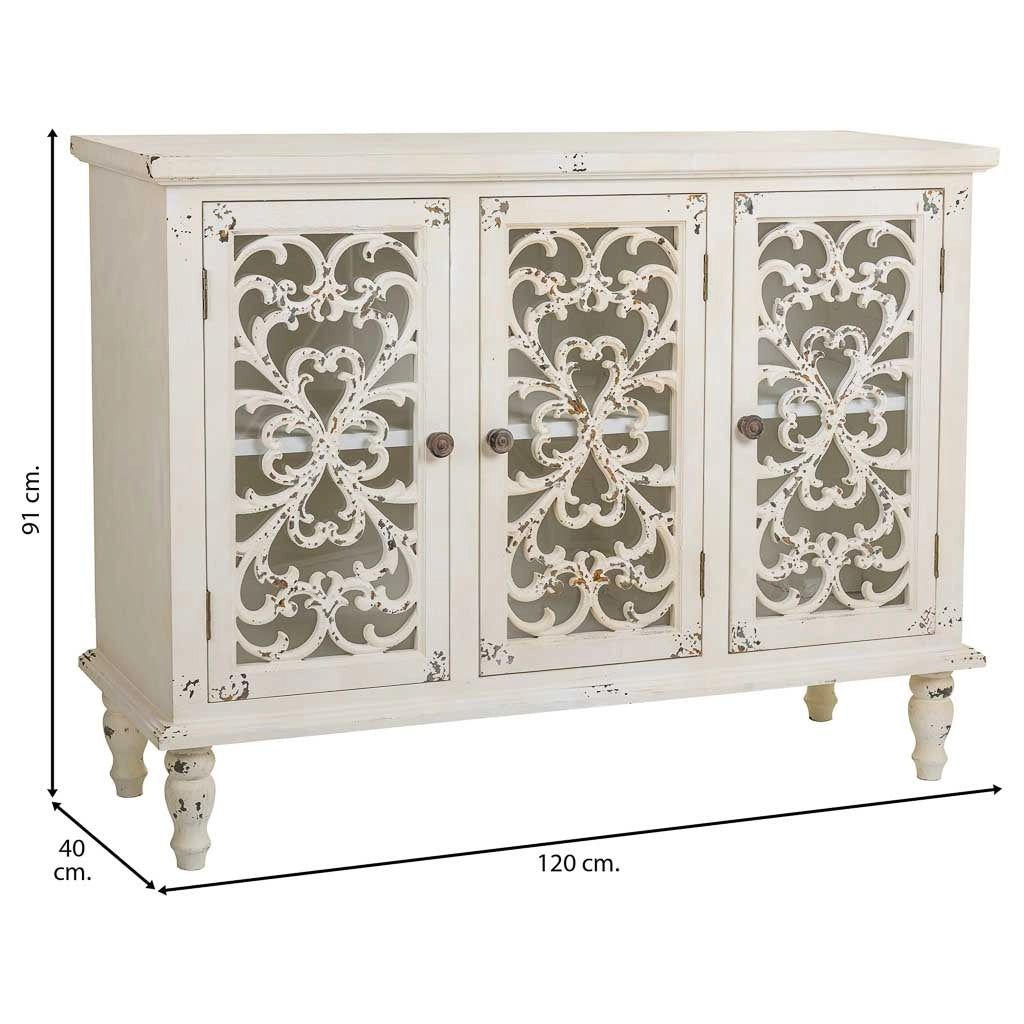 Credenza in legno bianco 120x40x91h