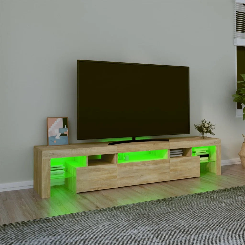 Mobile Porta TV con Luci LED Rovere Sonoma 200x36,5x40 cm 3152812