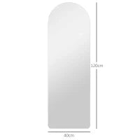 Specchio da Parete ad Arco con Illuminazione LED Regolabile e Controllo Touch, in Vetro Temperato, 40x3x120 cm