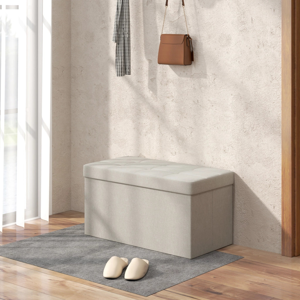 Pouf con cassetti ¨C zephmum ¨C crema 76x38x38 cm