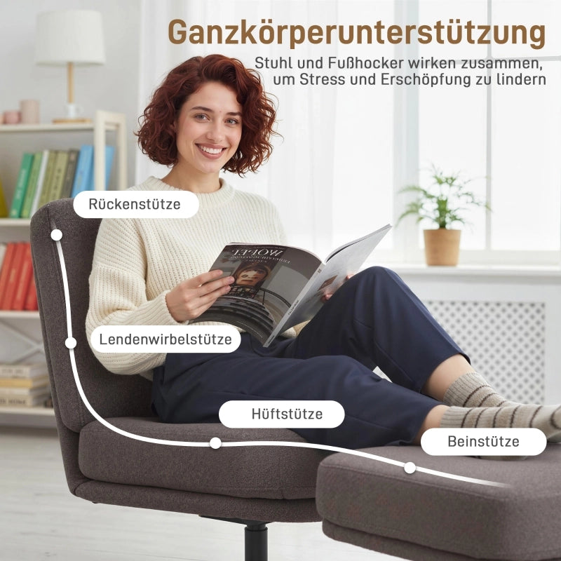 POLTRONA Girevole con Pouf 68x50 cm Grigio Scuro