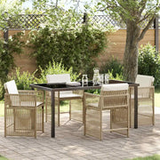 Set da Pranzo per Giardino 5 pcs Beige polyrattan 3380787