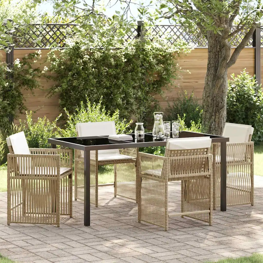 Set da Pranzo per Giardino 5 pcs Beige polyrattan 3380787