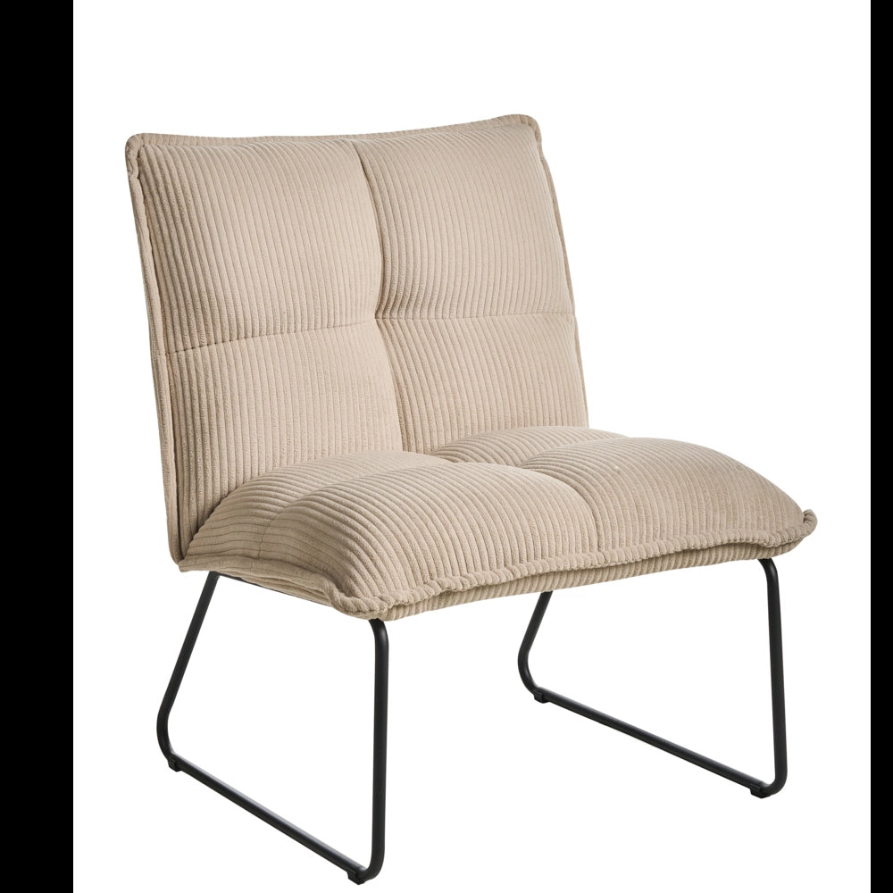 Set di 2 poltrone Rivestimento in velluto a coste beige Gambe in metallo nero Design moderno e retrò