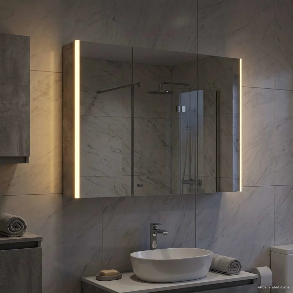 Mobiletto per specchio da bagno Grigio cemento