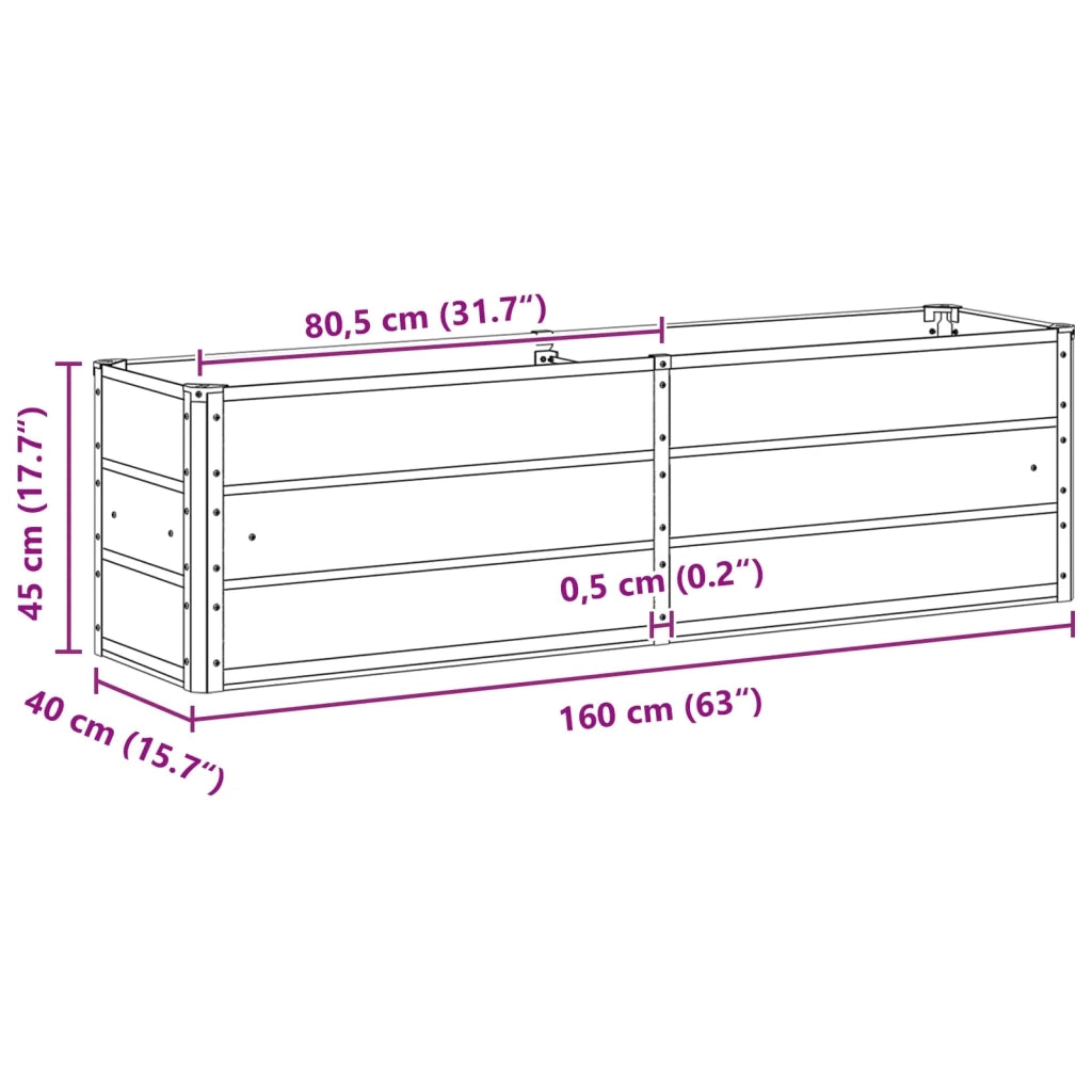 Moderna fioriera multiuso 160 x 40 x 45 cm per uso interno ed esterno in acciaio antracite 02_0059219