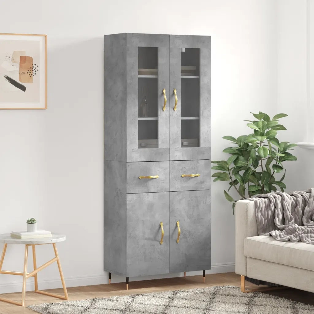 Credenza Grigio Cemento 69,5x34x180 cm in Legno Multistrato 3198517