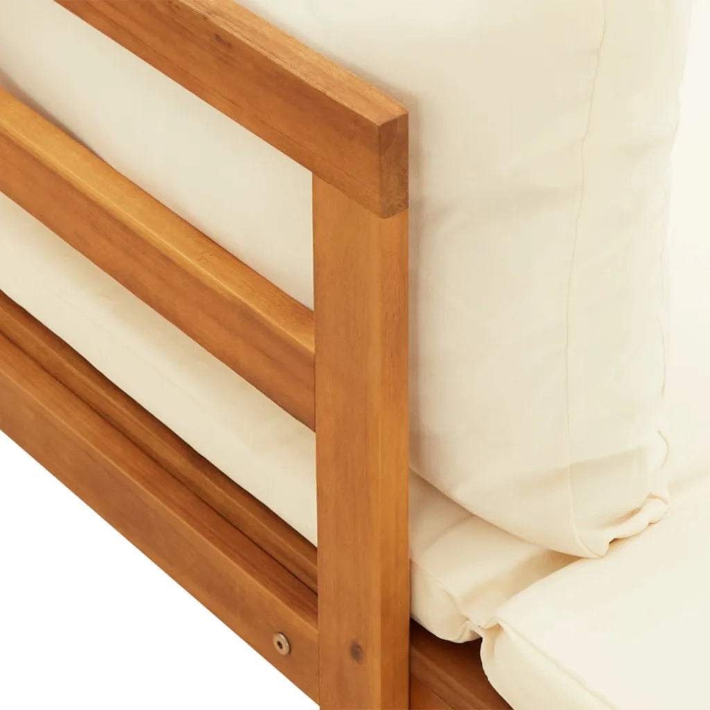 Set Divani Giardino 3 pz Cuscini Bianco Crema in Legno d'Acacia 3087278