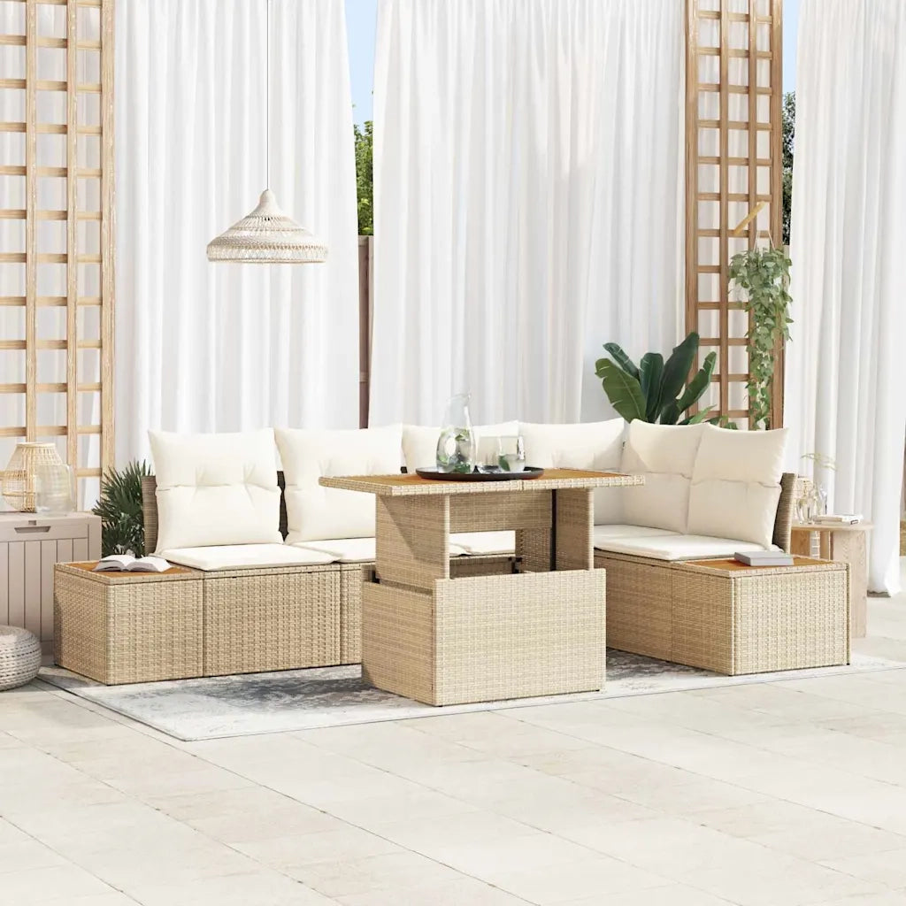 Set Divano da Giardino 6 pcs Beige Poly Rattan 3358810