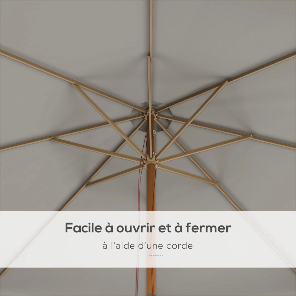 Parasole da giardino rotondo grande in bamb¨´ grigio ¨C zephmum ¨C ? 300 cm