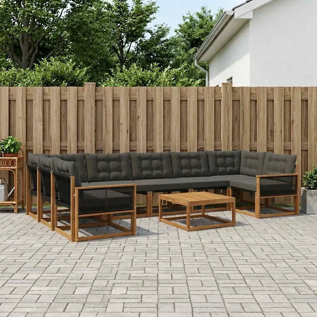 Set di divani da esterno con cuscino 8 pcs Naturale e Nero 3381312