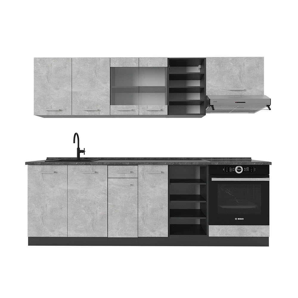Vicco Cucina componibile Calcestruzzo/antracite 240 cm , PL Antracite
