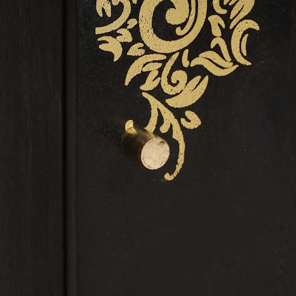 Armadietto a muro Nero 38 x 33 x 48 cm Legno di mango massello 4018828