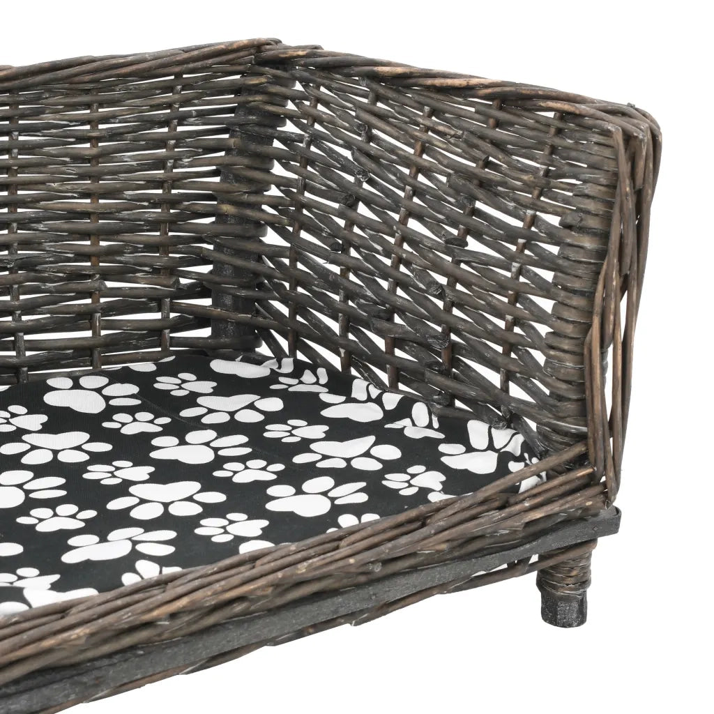 Cesta per Cani con Cuscino Grigio 50x33x30 cm Salice Naturale 170774