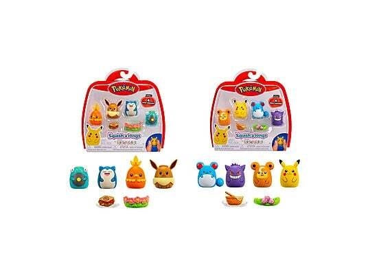 Squish a Longs Pokemon Pack 4 personaggi e 2 accessori, 1 pezzo modello casuale, Jazwares, Eta 6+
