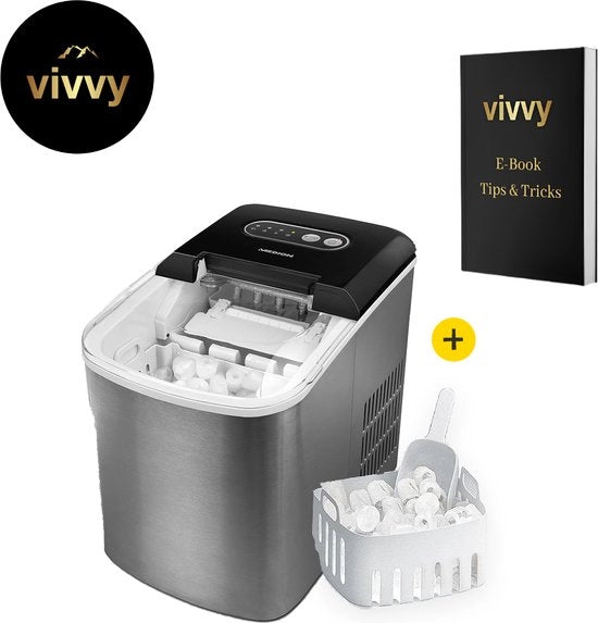 Macchina per blocchi di ghiaccio 2 in 1 - Produzione blocchi di ghiaccio in 10 minuti - Macchina per blocchi di ghiaccio ghiaccio schiacciato con display - Garanzia di raffreddamento del 100% - 2 diverse grandi blocchi di ghiaccio - 2.2 Litri