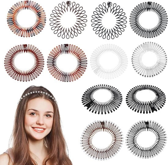Set di 12 Orecchini per Capelli a Tensione Circolare per Donne, Disponibili in Diversi Colori