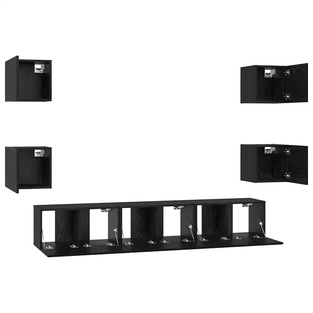 vidaXL Set mobile TV 7 pcs Rovere nero Media 180 x 30 x 30 cm