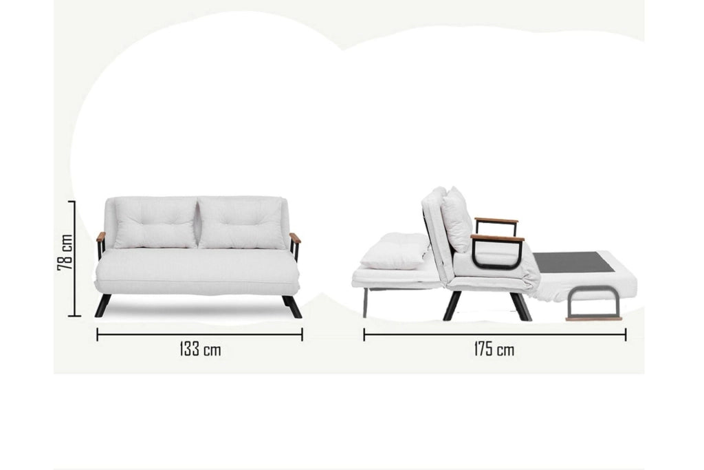 Calvin, Divano Letto 2 Posti Contenitore, 133x78 cm Bianco