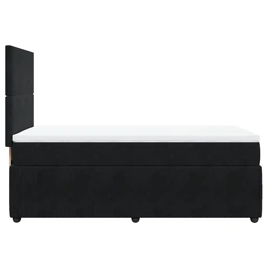 Giroletto a Molle con Materasso Nero 90x200 cm in Velluto