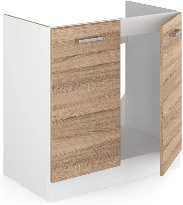Mobile lavello cucina R-Line, Sonoma, 80 cm senza piano di lavoro, per la libera combinazione all'interno di sistemi cucina modulari