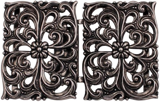 Fibbia a nastro, elegante chiusura argentata tradizionale, chiusura a cerniera metallica, 65 mm x 40 mm, prodotta in Germania (1 pezzo)