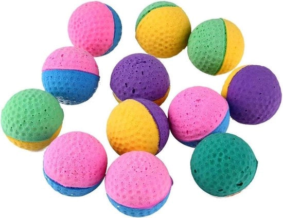 Zachte Krabballen per 12 Stck in Colore Latex - Giocattoli per Cani, Gatti e Gattini - Adatti per Piccoli Animali Domestici - Resistente e Respingente - Ideali per Giocattoli di Allenamento e Caccia