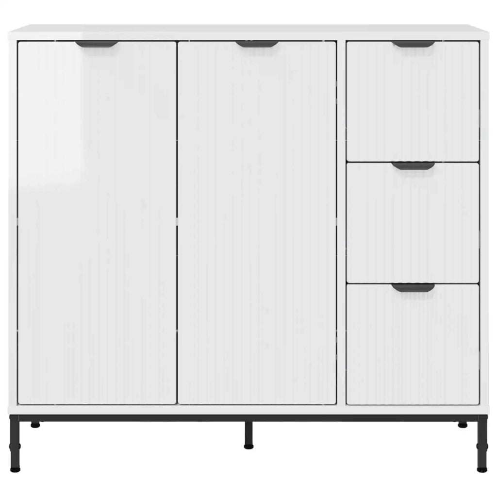 Credenza Bianco Lucido 89,5 x 33 x 82 cm Legno multistrato 883458