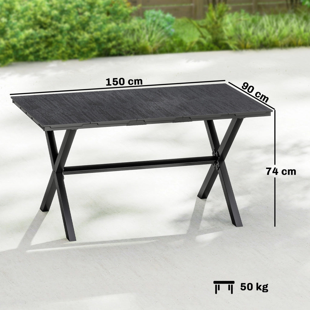 Tavolo da pranzo da giardino per 6 persone in legno e metallo ¨C zephmum ¨C Nero 150x90x74 cm