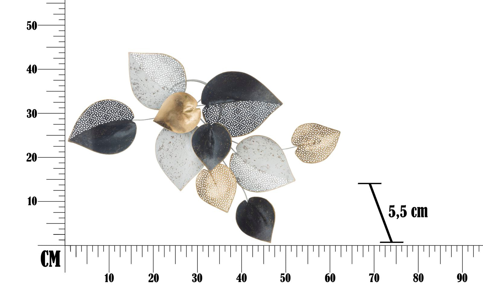 Pannello Half Leaf 62,5x5,5x40 cm in Ferro Multicolor