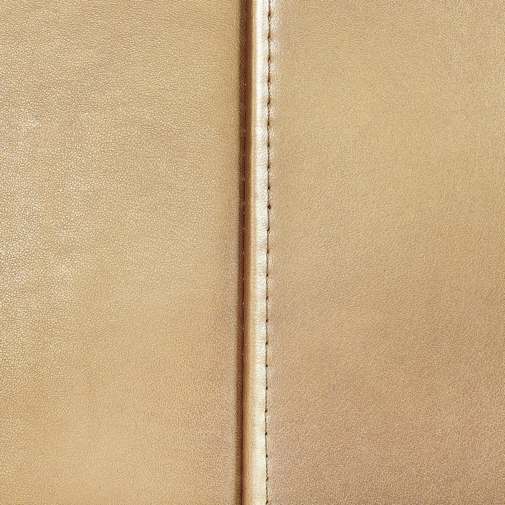 Letto Vera Pelle Color Oro Testiera Curva Rete a Doghe 140 x 200 cm