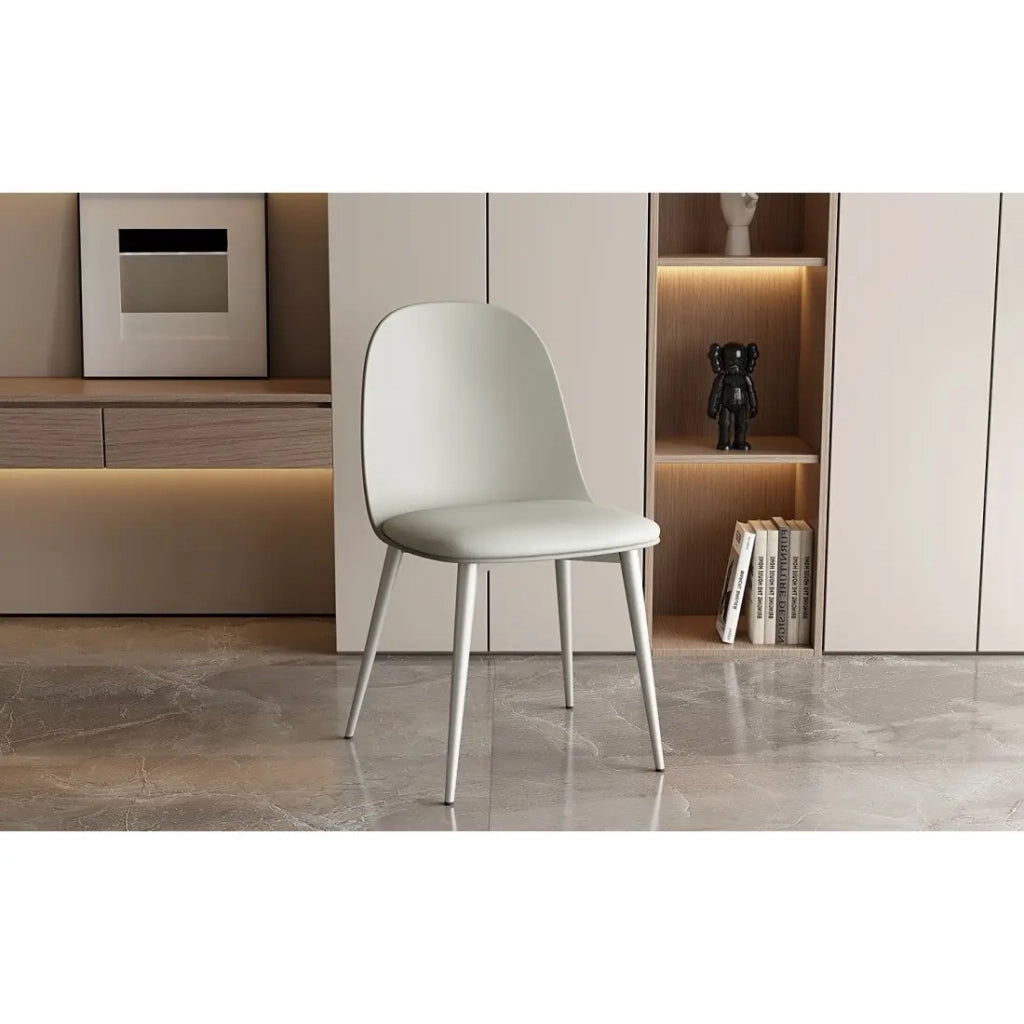 Sedia JASMON - Cuscino in PU Grigio-Verde con piedi in metallo - H81 × L51 × P44 cm