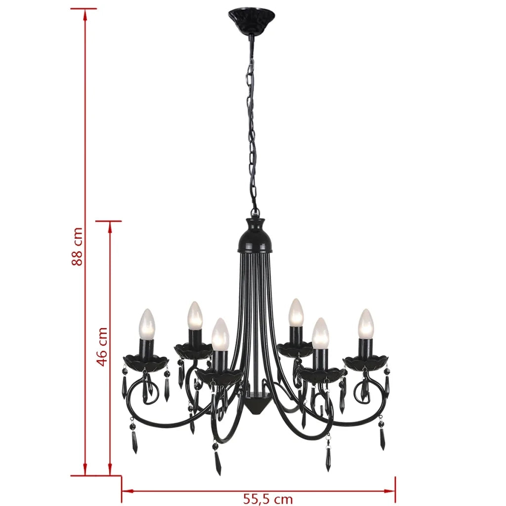 Lampada da Soffitto Pendente Elegante Nera 6 Portalampade CFW1256913