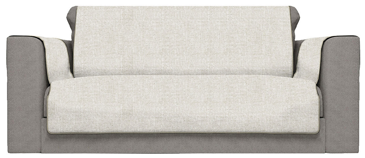 Copridivano con Copri Braccioli Seduta 60 cm in Poliestere Beige