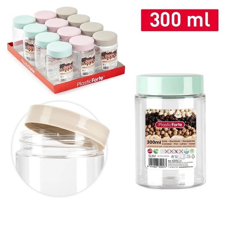 1 Pezzo Barattolo Multiuso in Plastica Montecarlo 300 ml 3 Colori