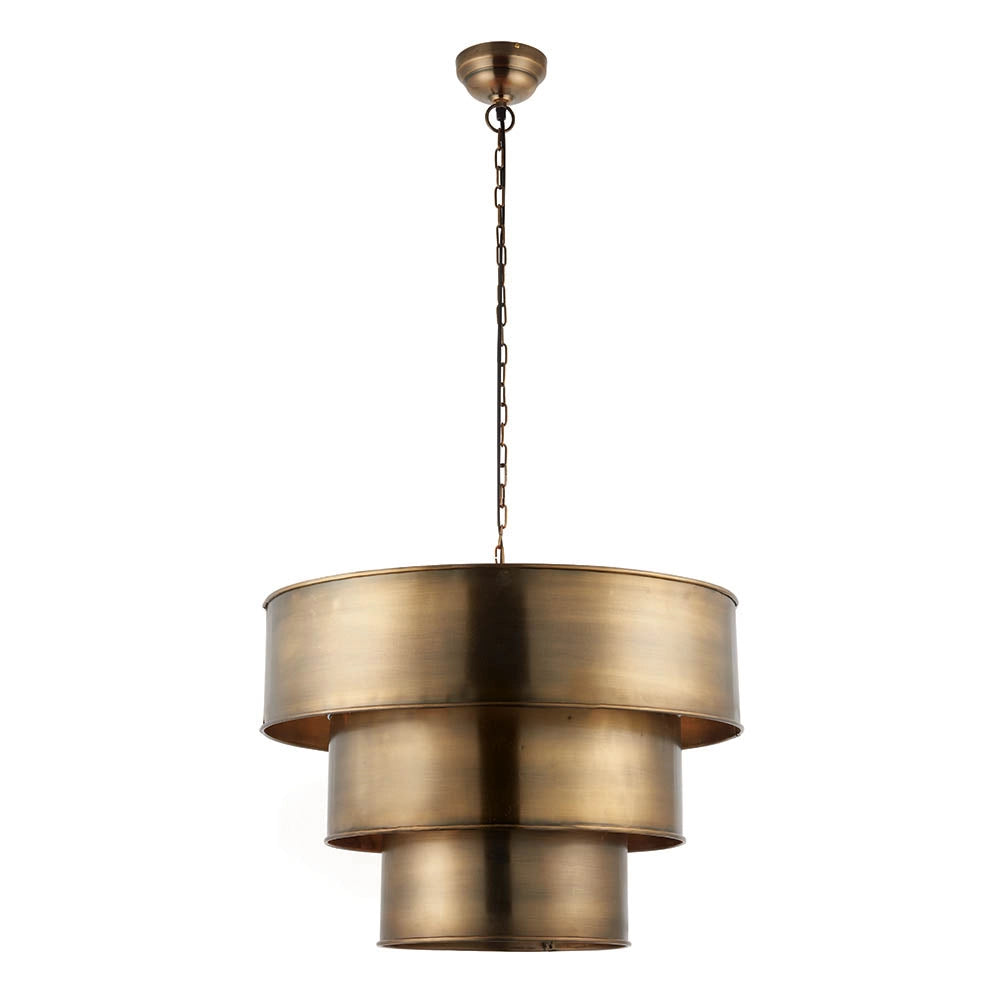 Lampada sospensione industriale ottone 3 cilindri E27 Endon