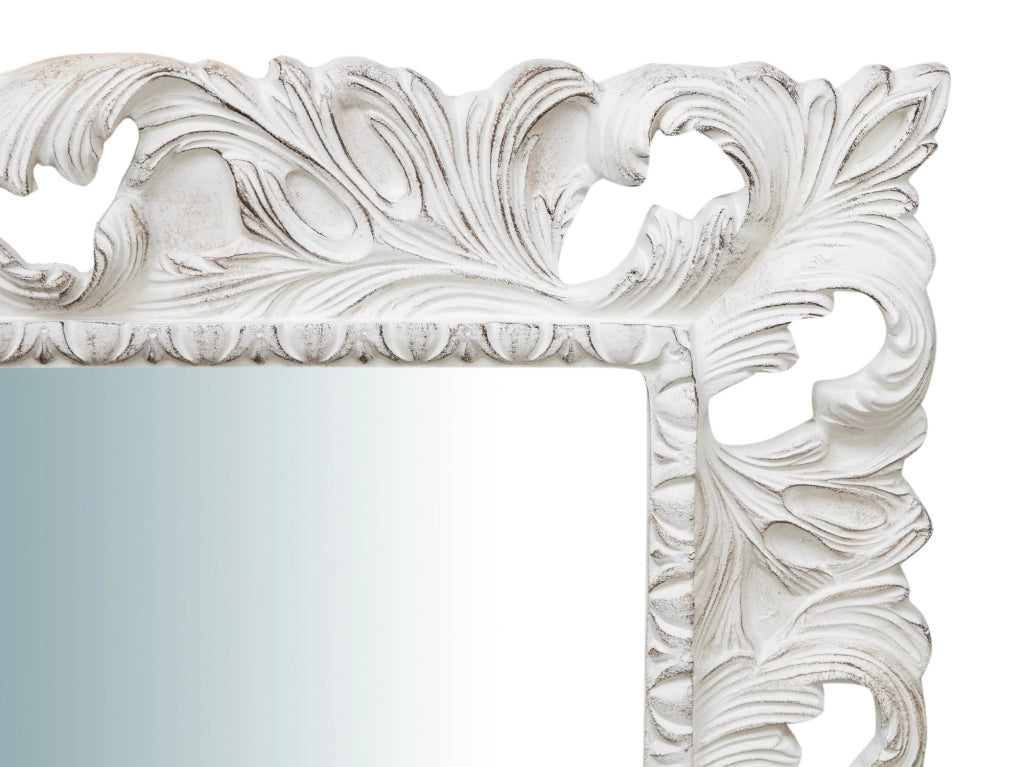 Biscottini SPECCHIERA DA PARETE VERTICALE/ORIZZONTALE IN LEGNO FINITURA BIANCO ANTICATO L120XPR8XH100 cm Made in Italy