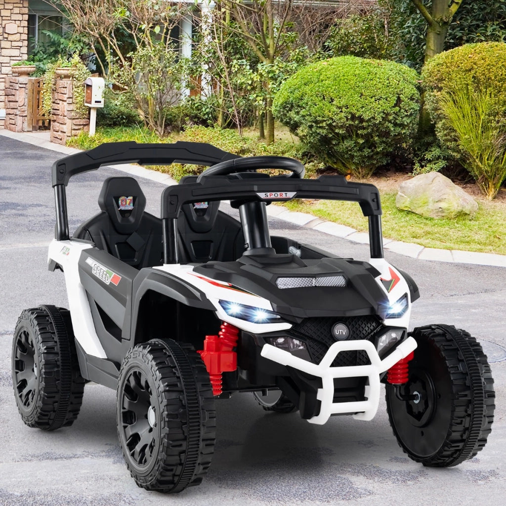 Auto elettrica 12V per bambini 3 velocit¨¤ luci LED clacson e sospensioni a molla, UTV fuoristrada con telecomando Bianco-Macchinine giocattoli